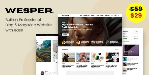 Wesper Preview Wordpress Theme - Rating, Reviews, Preview, Demo & Download