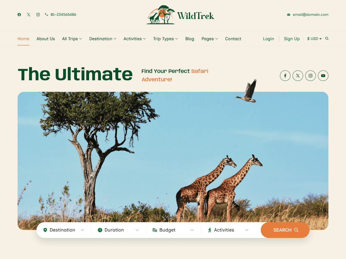 Wildlife Travel Preview Wordpress Theme - Rating, Reviews, Preview, Demo & Download