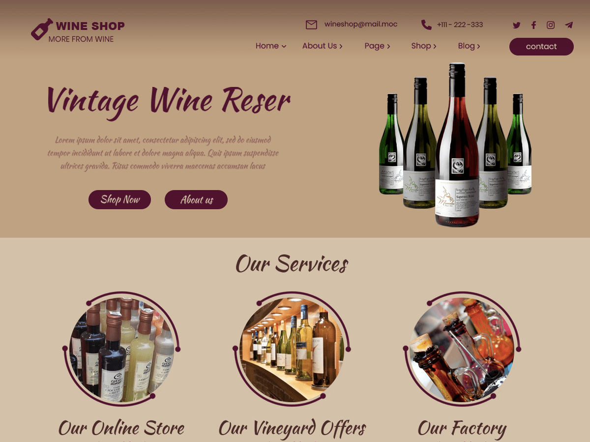 Wine Shop Preview Wordpress Theme - Rating, Reviews, Preview, Demo & Download