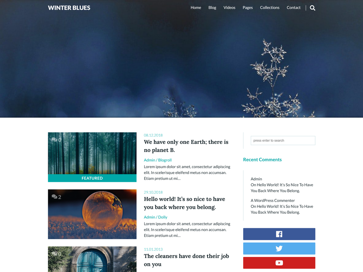 Winter Blues Preview Wordpress Theme - Rating, Reviews, Preview, Demo & Download
