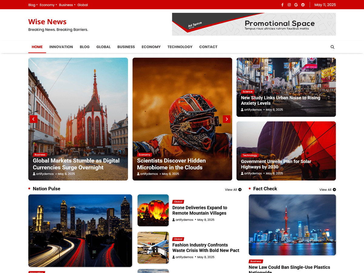 Wise News Preview Wordpress Theme - Rating, Reviews, Preview, Demo & Download