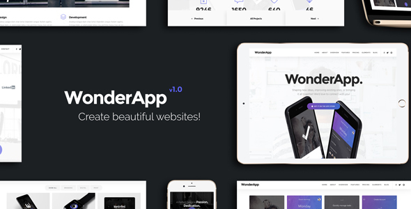 WonderApp Preview Wordpress Theme - Rating, Reviews, Preview, Demo & Download