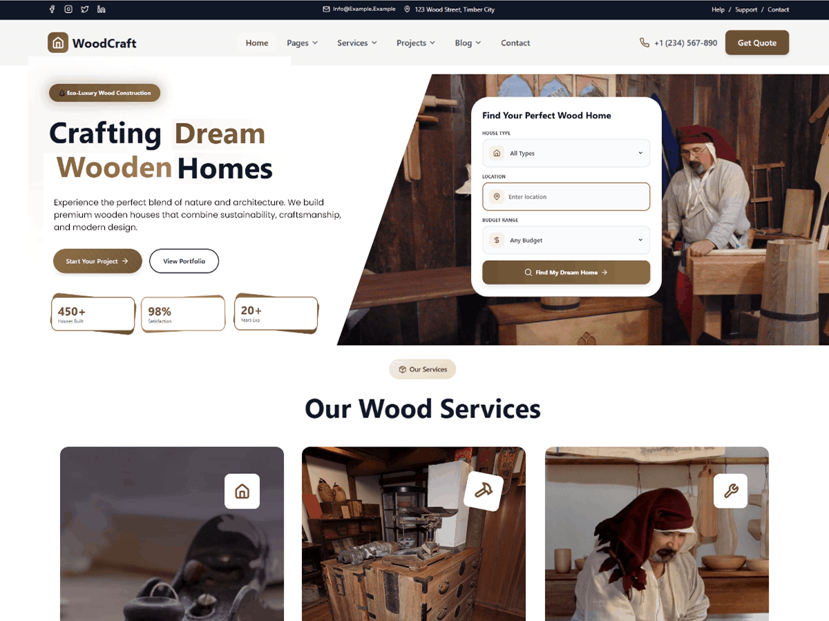 Wood House Preview Wordpress Theme - Rating, Reviews, Preview, Demo & Download