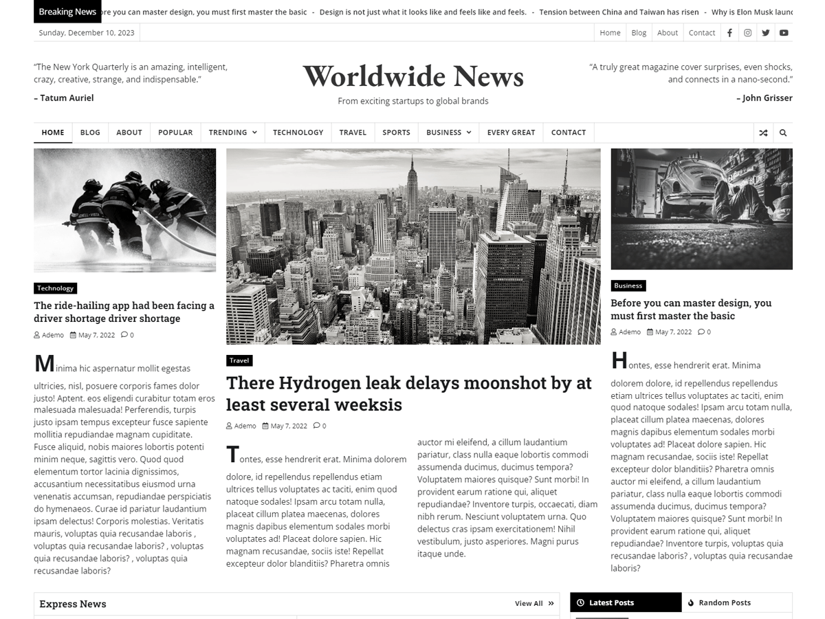 Worldwide News Preview Wordpress Theme - Rating, Reviews, Preview, Demo & Download
