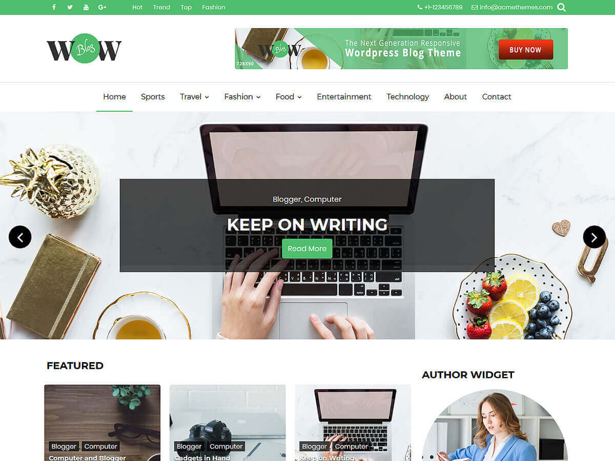 WOW Blog Preview Wordpress Theme - Rating, Reviews, Preview, Demo & Download