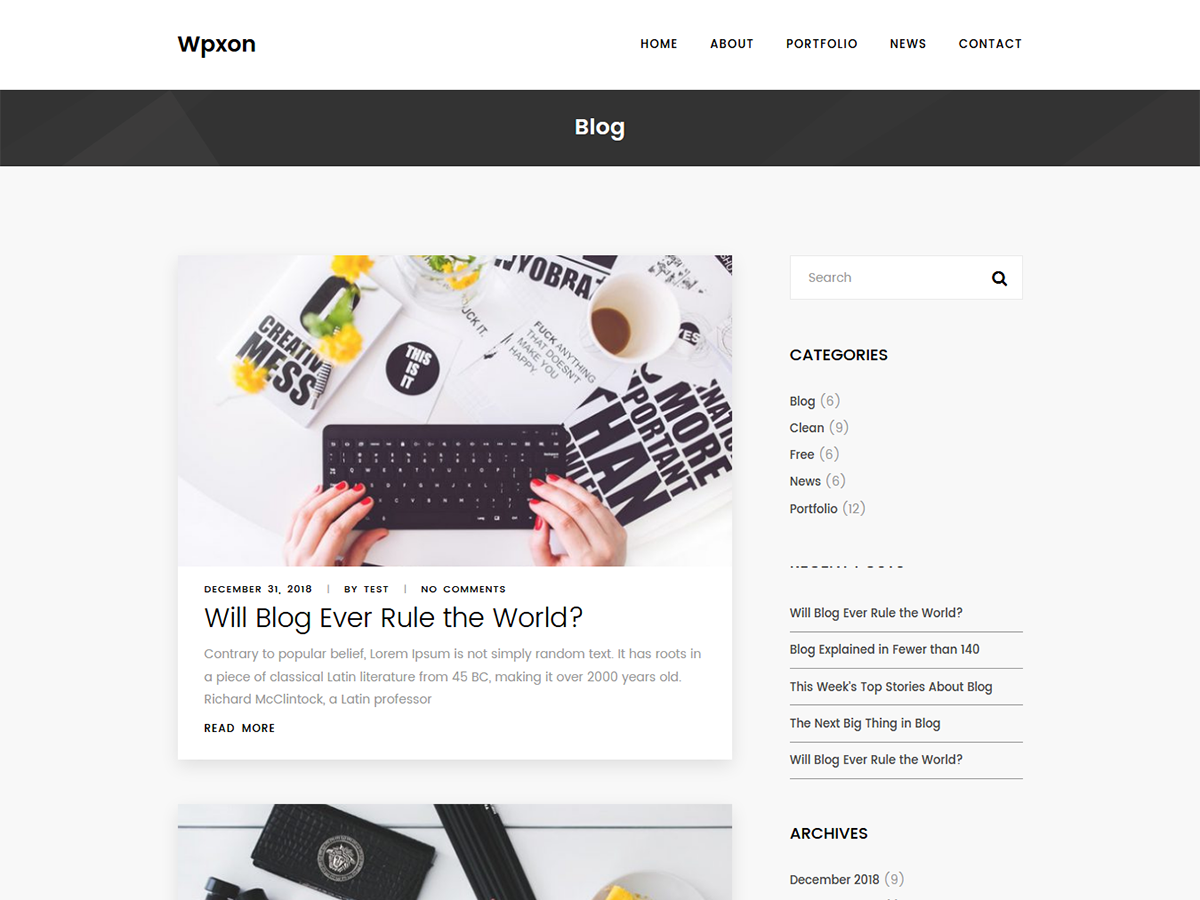 Wpxon Blog Preview Wordpress Theme - Rating, Reviews, Preview, Demo & Download