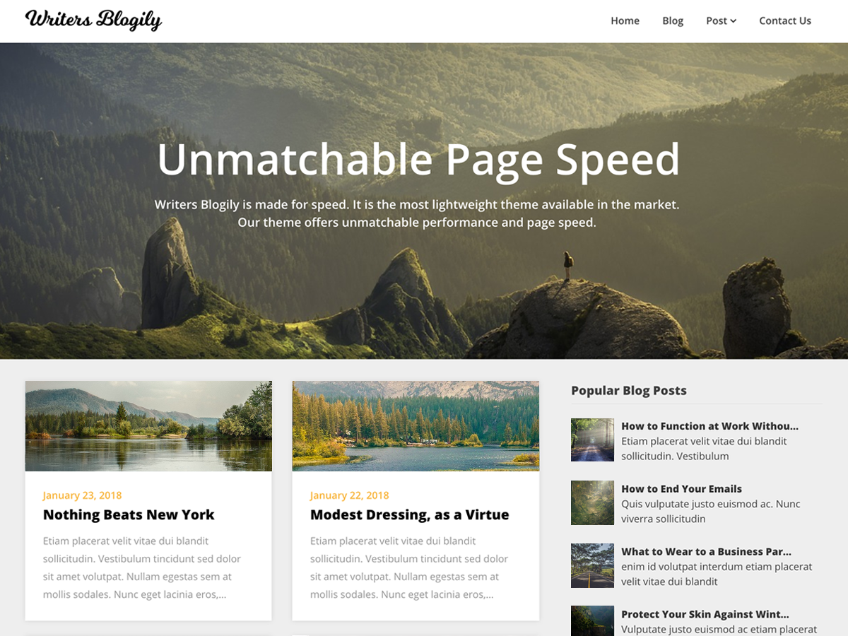 Writers Blogily Preview Wordpress Theme - Rating, Reviews, Preview, Demo & Download