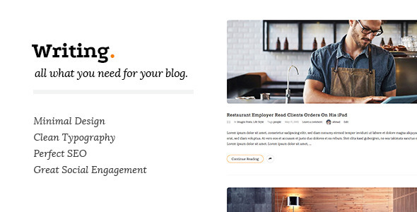 Writing Clean Preview Wordpress Theme - Rating, Reviews, Preview, Demo & Download
