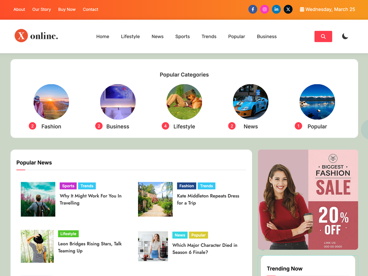 Xews Blog Preview Wordpress Theme - Rating, Reviews, Preview, Demo & Download