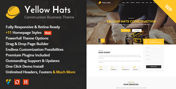 Yellow Hats Preview Wordpress Theme - Rating, Reviews, Preview, Demo & Download