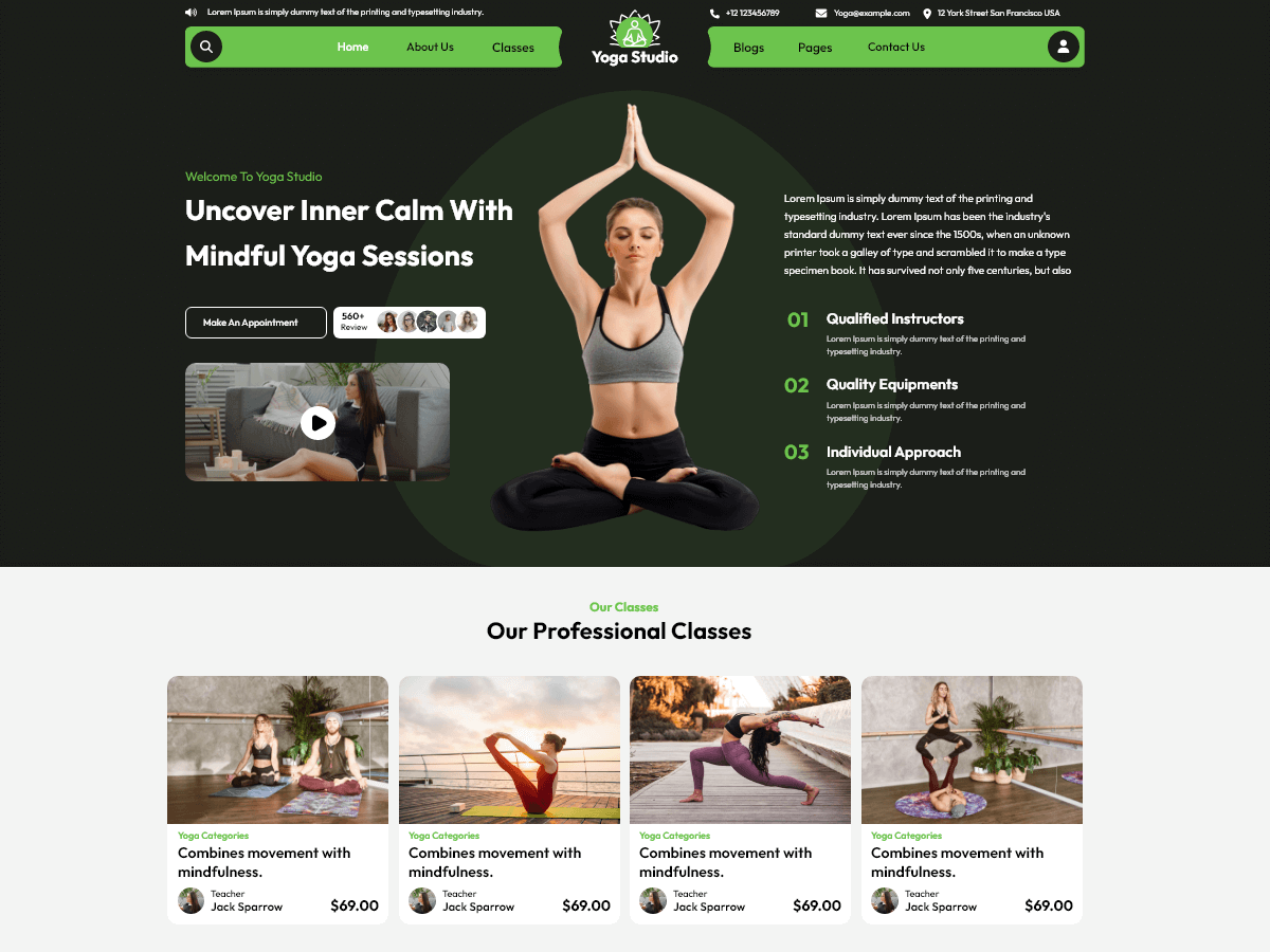 Yoga Center Preview Wordpress Theme - Rating, Reviews, Preview, Demo & Download