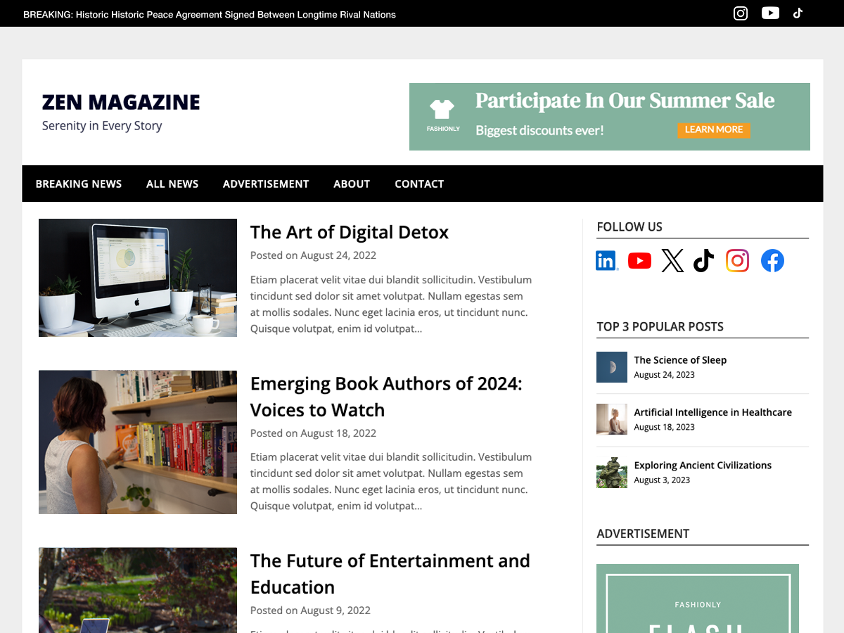 Zen Magazine Preview Wordpress Theme - Rating, Reviews, Preview, Demo & Download
