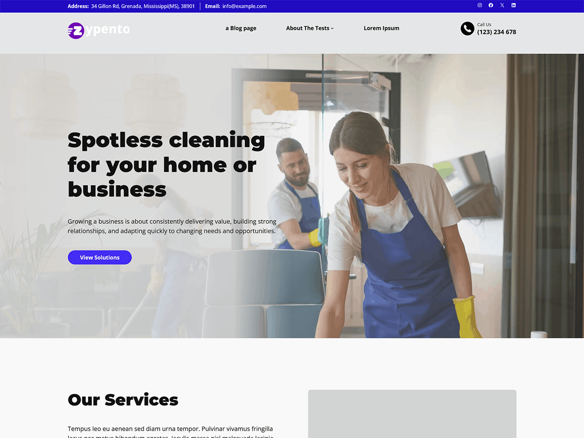 Zypento Cleaning Preview Wordpress Theme - Rating, Reviews, Preview, Demo & Download